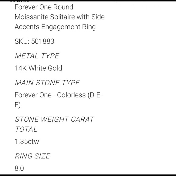 Forever One Round Mosissanite Solitaire - Picture 8 of 8